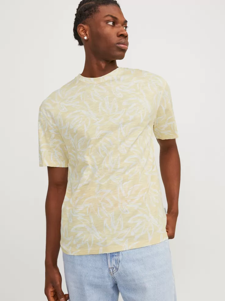 Best JACK & JONES All Over Print Crew neck T-shirt Yellow
