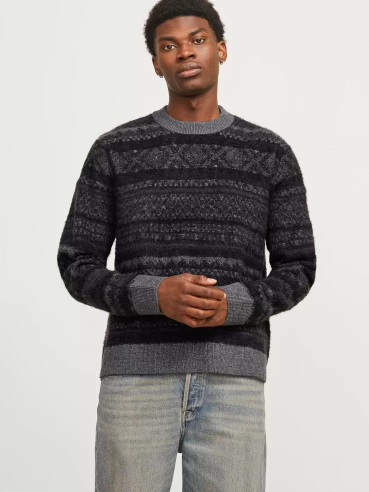 Best JACK & JONES All Over Print Knitted pullover Grey