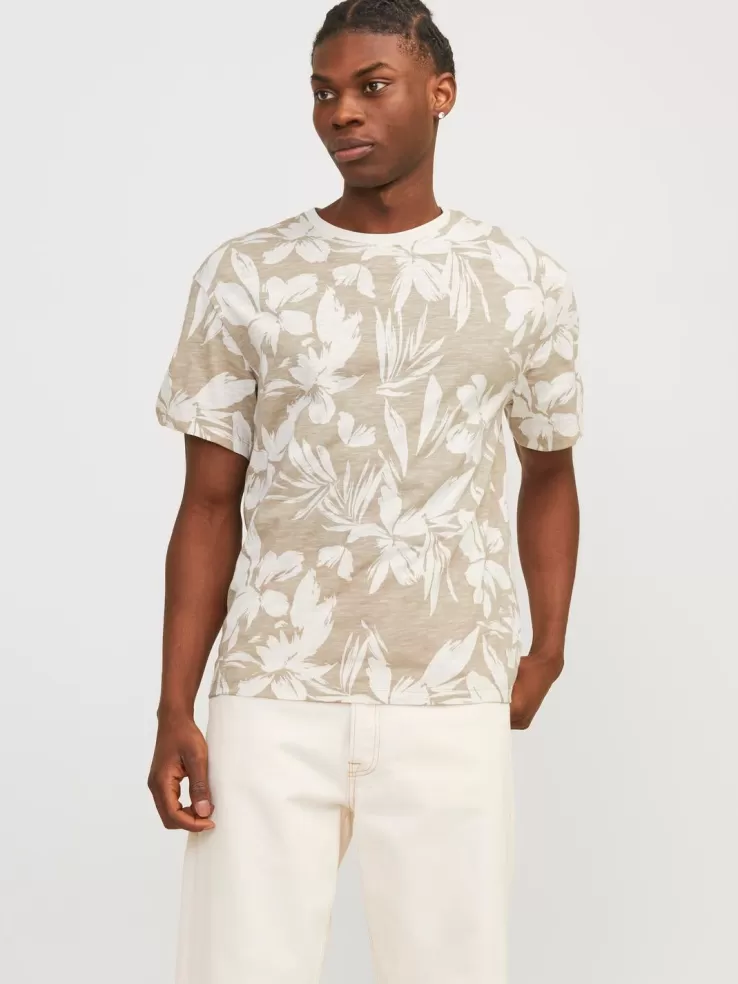 Best JACK & JONES All Over Print Round neck T-shirt Beige