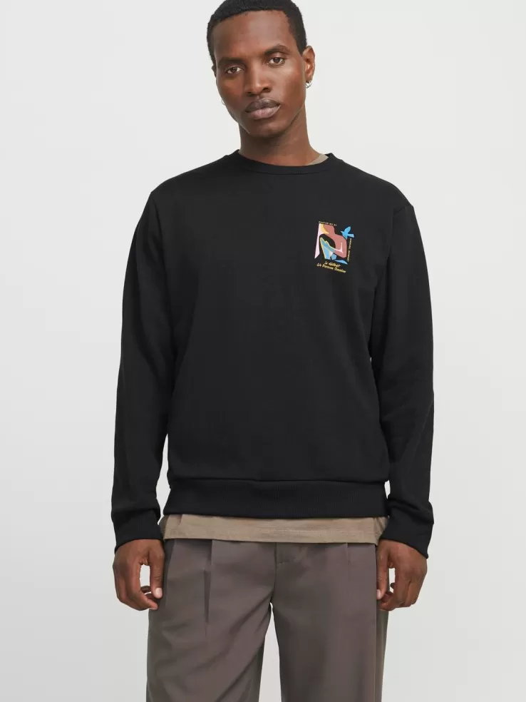 Best JACK & JONES Backprintet Sweatshirt Black