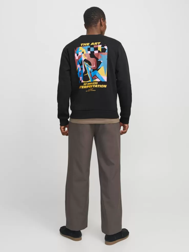 Best JACK & JONES Backprintet Sweatshirt Black