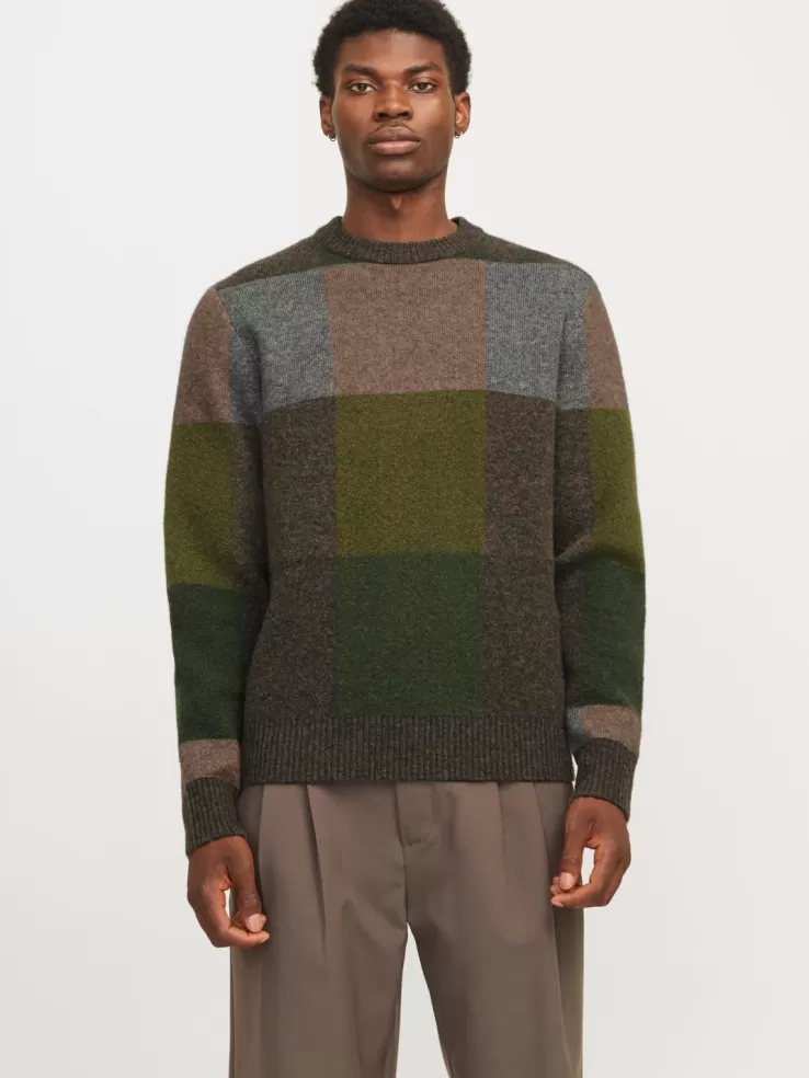 Online JACK & JONES Checked Knitted pullover Green