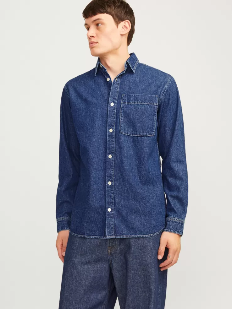 Outlet JACK & JONES Comfort Fit Denim Shirt Blue