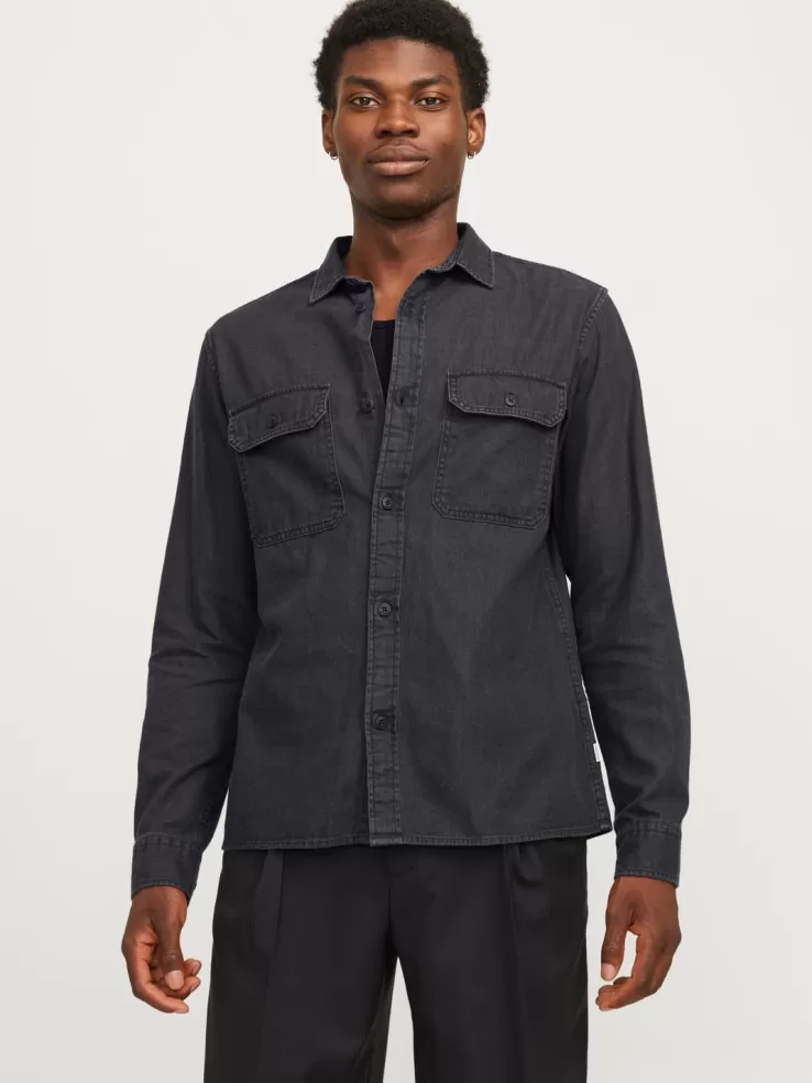 New JACK & JONES Comfort Fit Denim Shirt Black