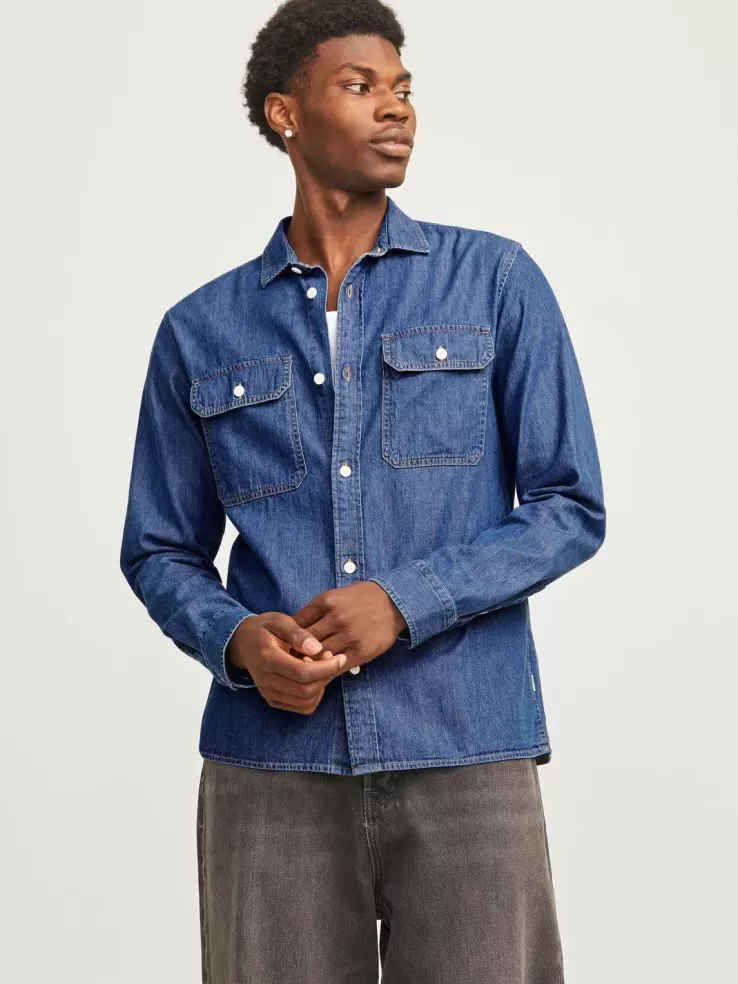 New JACK & JONES Comfort Fit Denim Shirt Blue