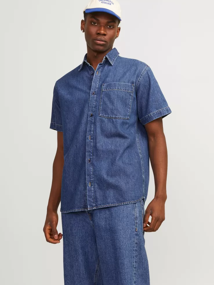 Cheap JACK & JONES Comfort Fit Denim Shirt Blue