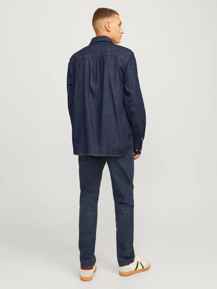 Fashion JACK & JONES Comfort Fit Denim Shirt Blue