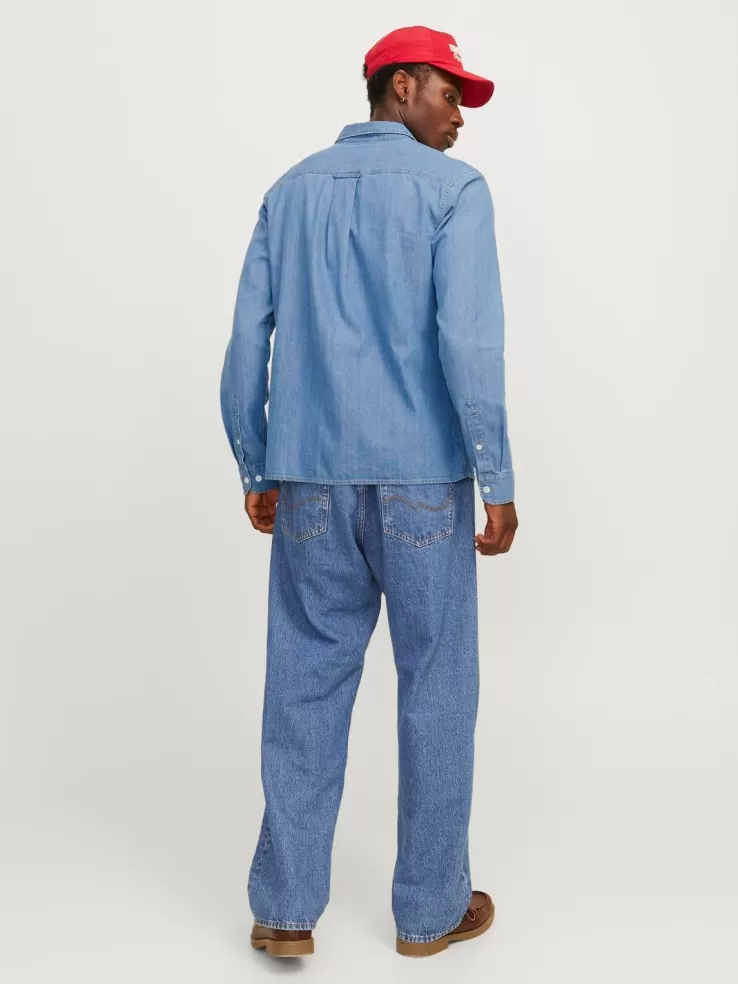Fashion JACK & JONES Comfort Fit Denim Shirt Blue