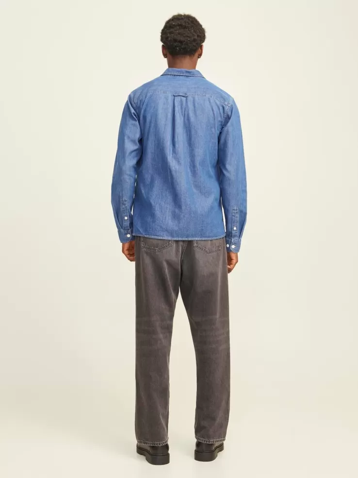 New JACK & JONES Comfort Fit Denim Shirt Blue