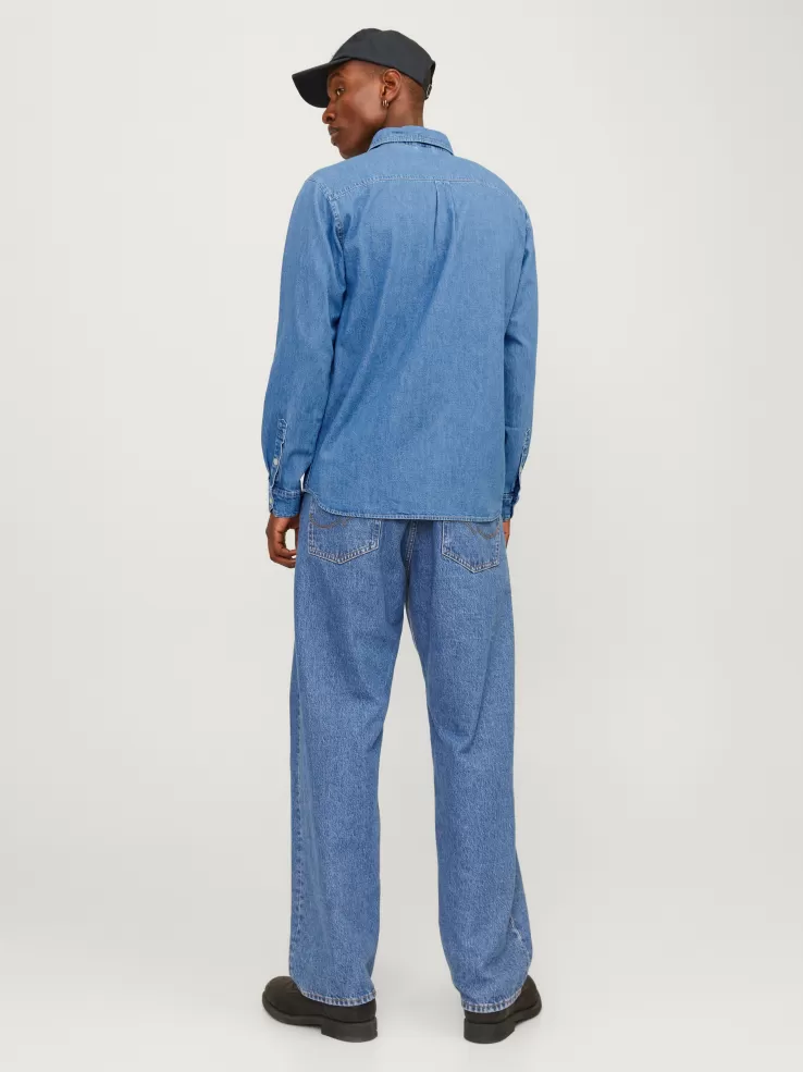 Cheap JACK & JONES Comfort Fit Denim Shirt Blue