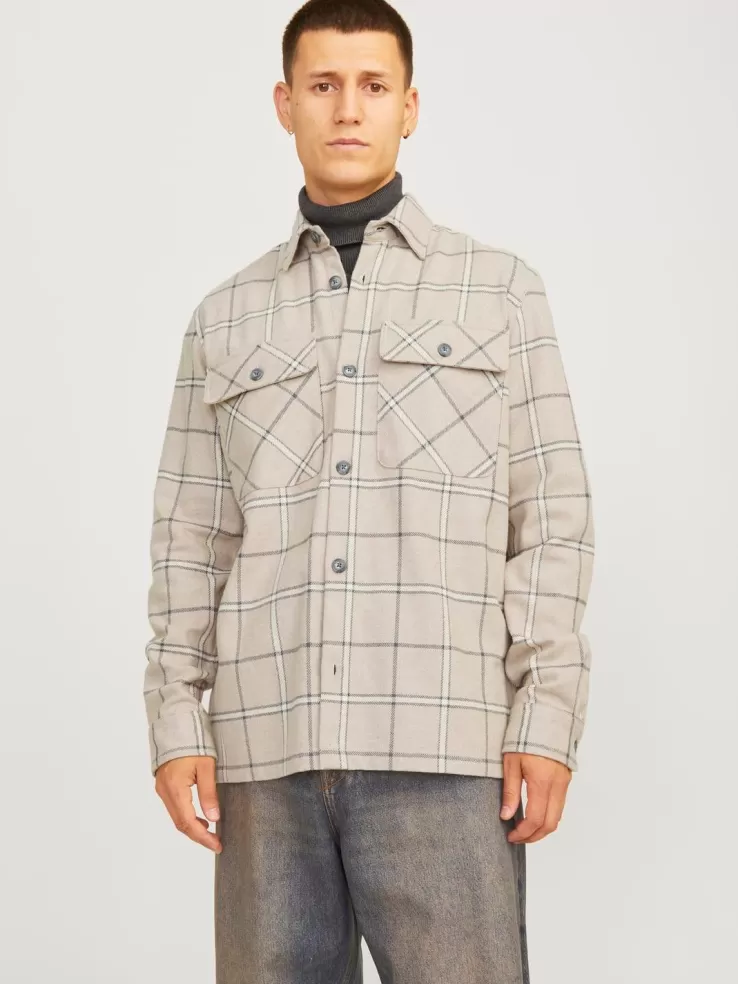 Best JACK & JONES Comfort Fit Overshirt Beige