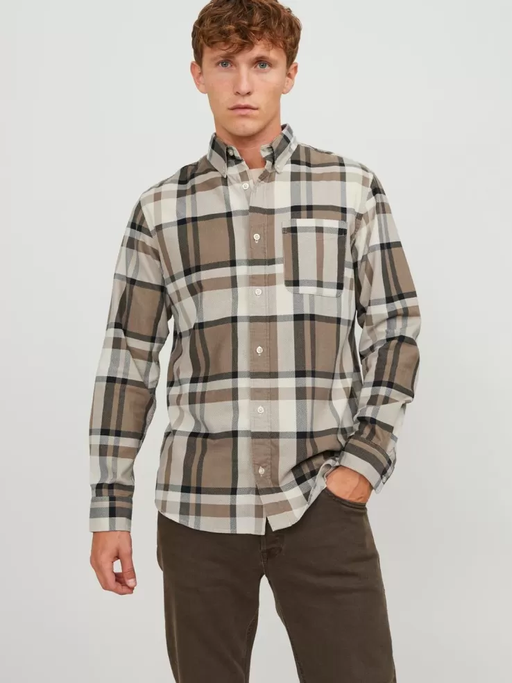 Best JACK & JONES Comfort Fit Shirt Brown
