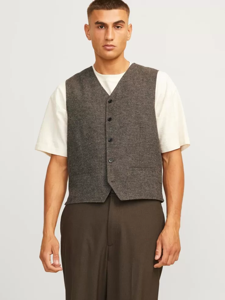 Best Sale JACK & JONES JPRWINTER Regular Fit Tailored Waistcoat Brown
