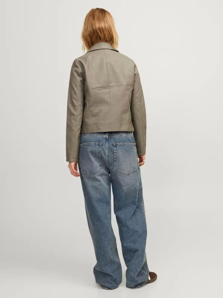 Best JACK & JONES JXGAIL Leather look biker jacket Beige