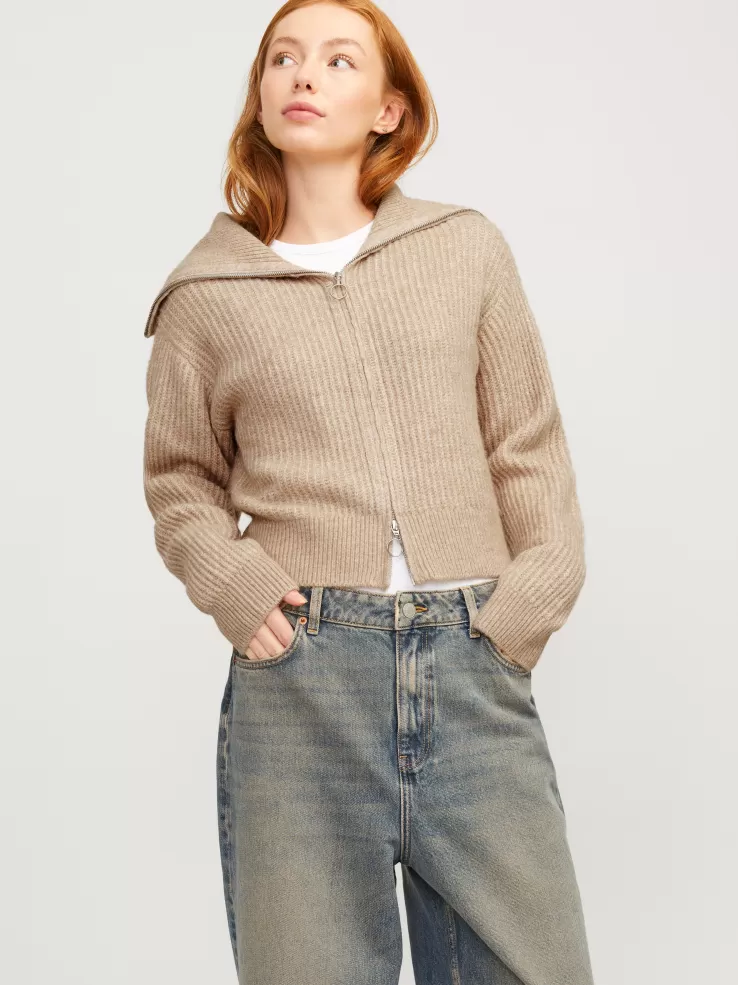 Best Sale JACK & JONES JXGILLY Knitted cardigan Beige