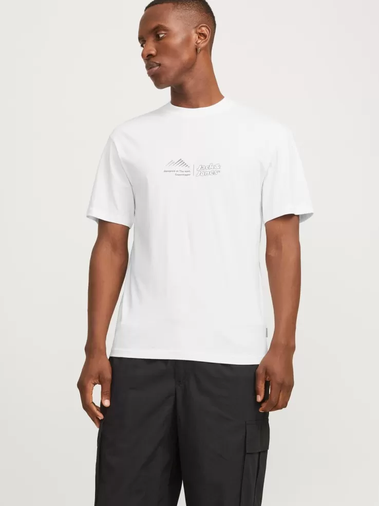 Flash Sale JACK & JONES Logo Crew neck T-shirt White