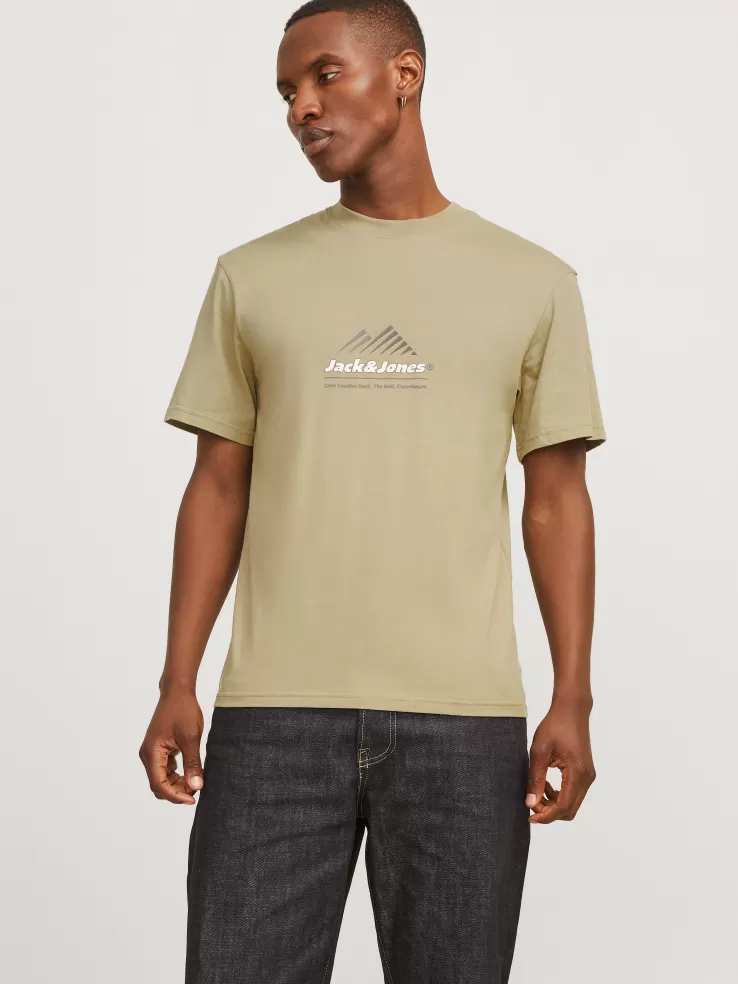 Clearance JACK & JONES Logo Crew neck T-shirt Beige