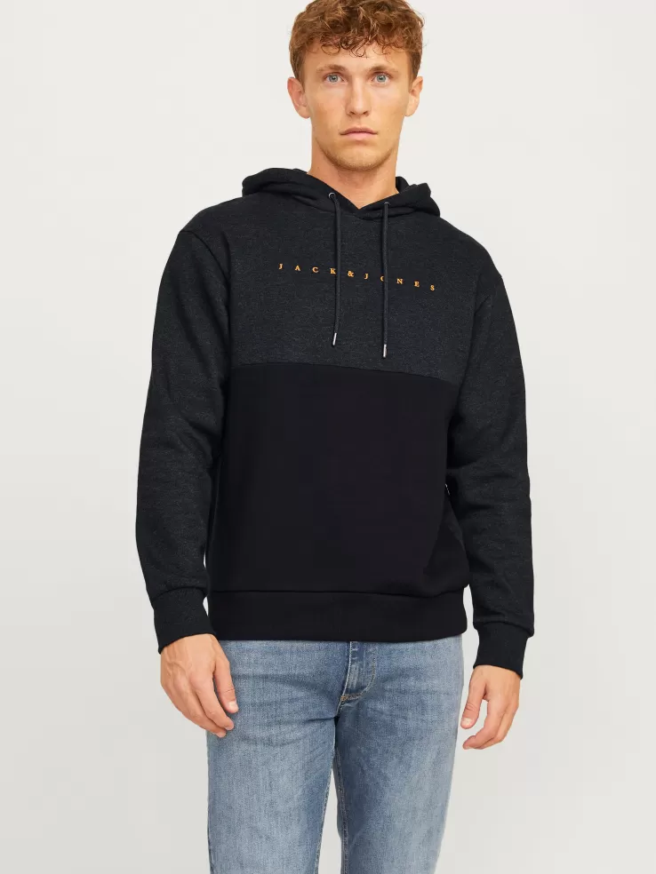 Best JACK & JONES Logo Hoodie Black