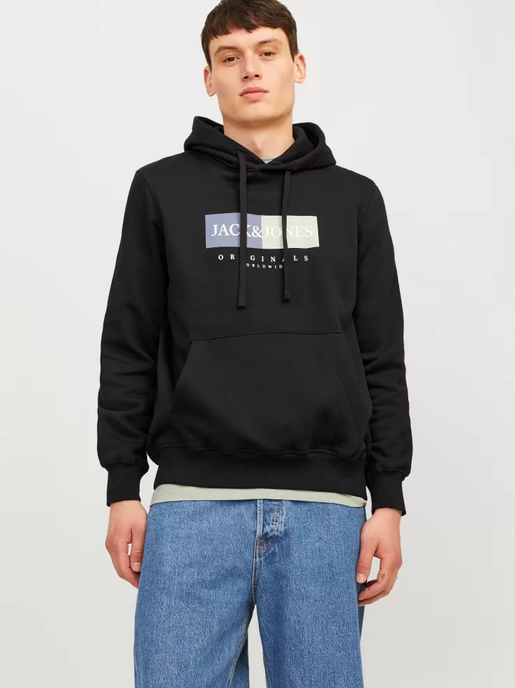 Best JACK & JONES Logo Hoodie Black