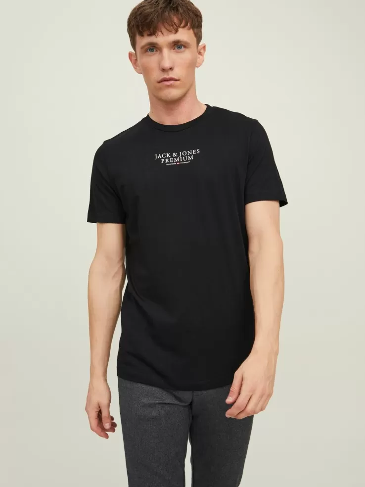 Best JACK & JONES Logo Round neck T-shirt Black