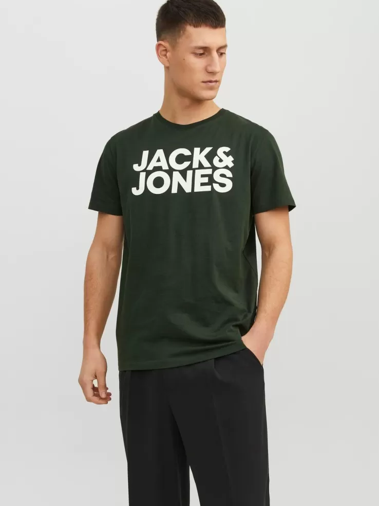 Best JACK & JONES Logo Round neck T-shirt Green