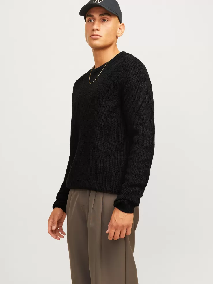 Best JACK & JONES Melange Knitted pullover Black