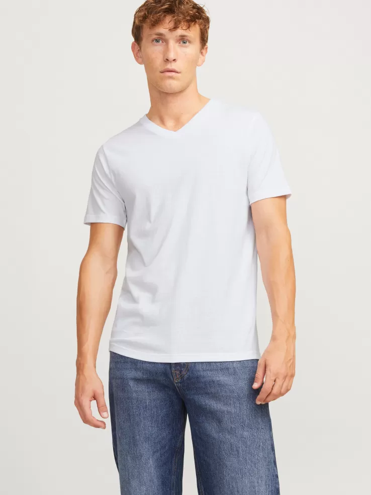 Store JACK & JONES 3-pack Plain V-Neck T-shirt White