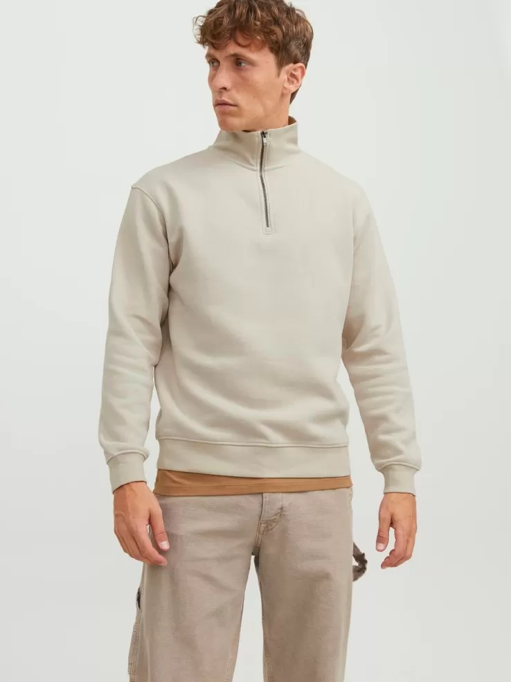 Best JACK & JONES Plain Half zip Beige