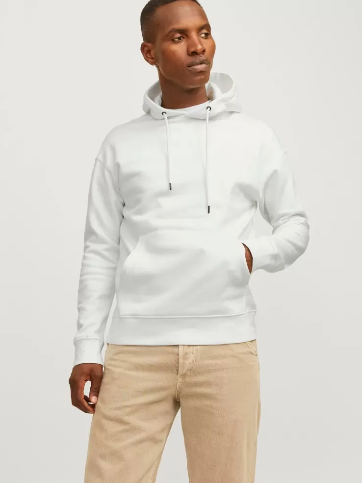 Cheap JACK & JONES Plain Hoodie White