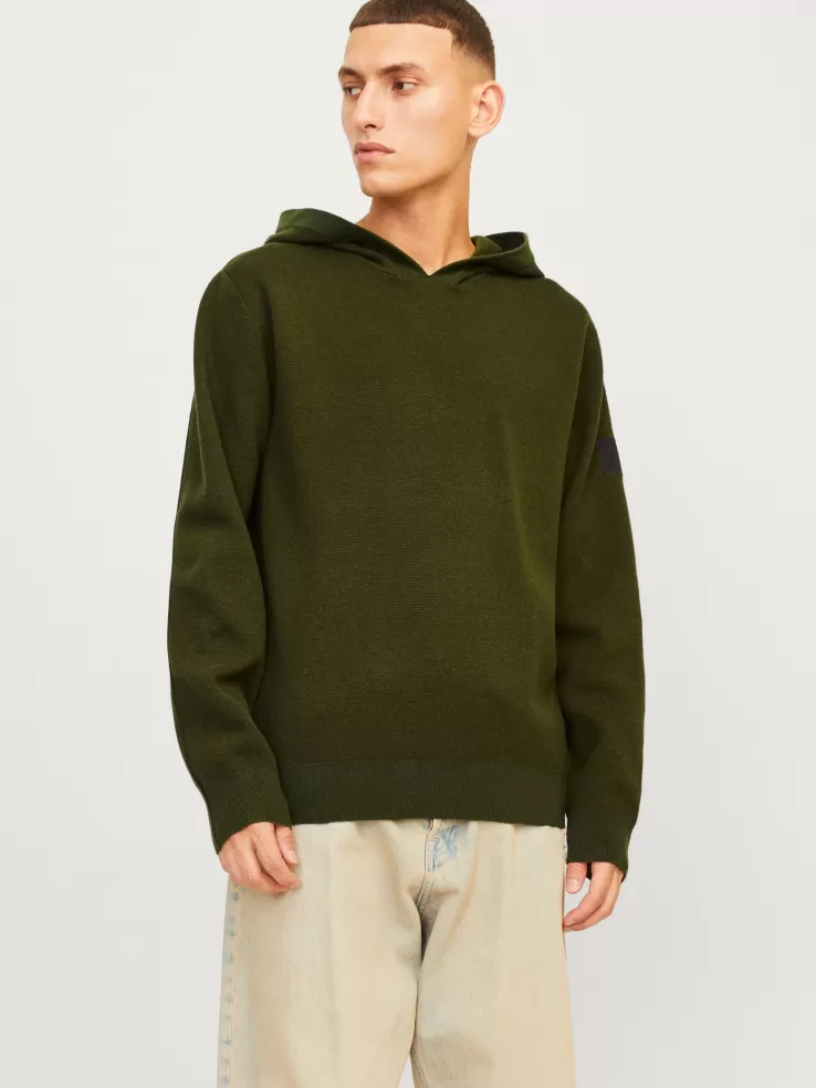 Best JACK & JONES Plain Hoodie Green