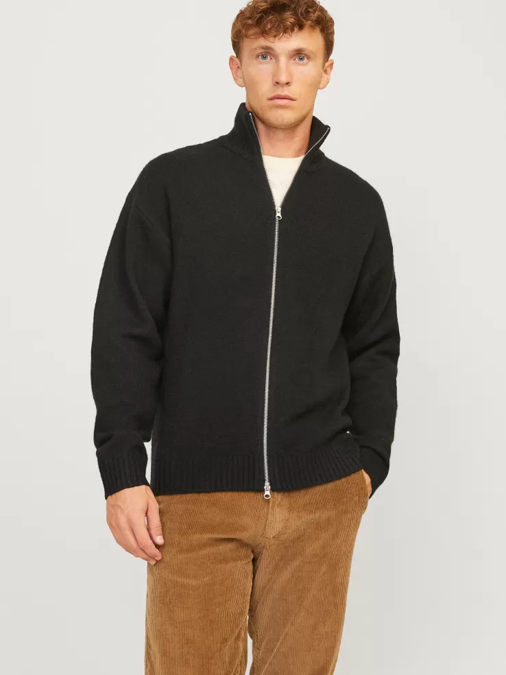 Best JACK & JONES Plain Knitted cardigan Black