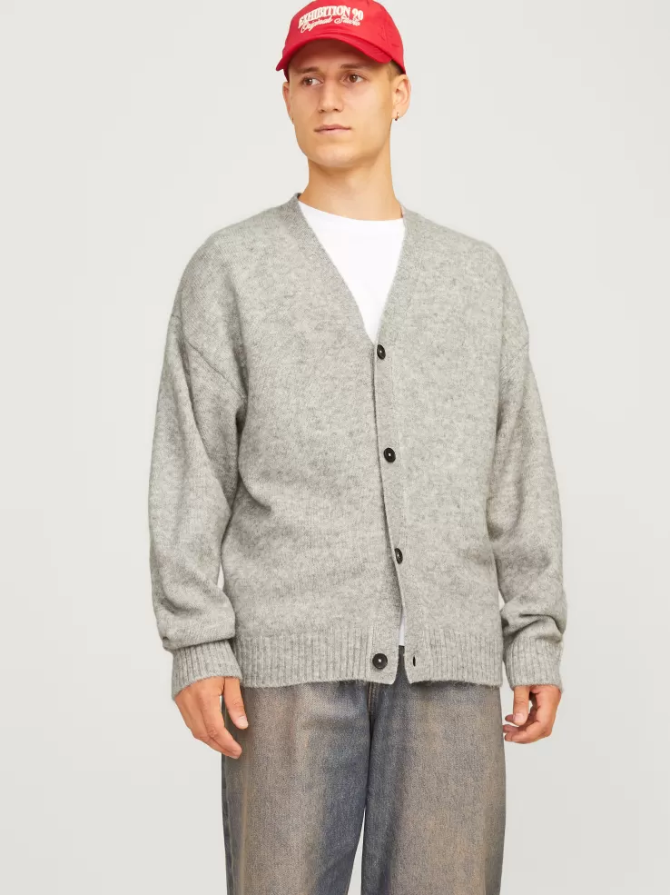 Best JACK & JONES Plain Knitted cardigan Grey