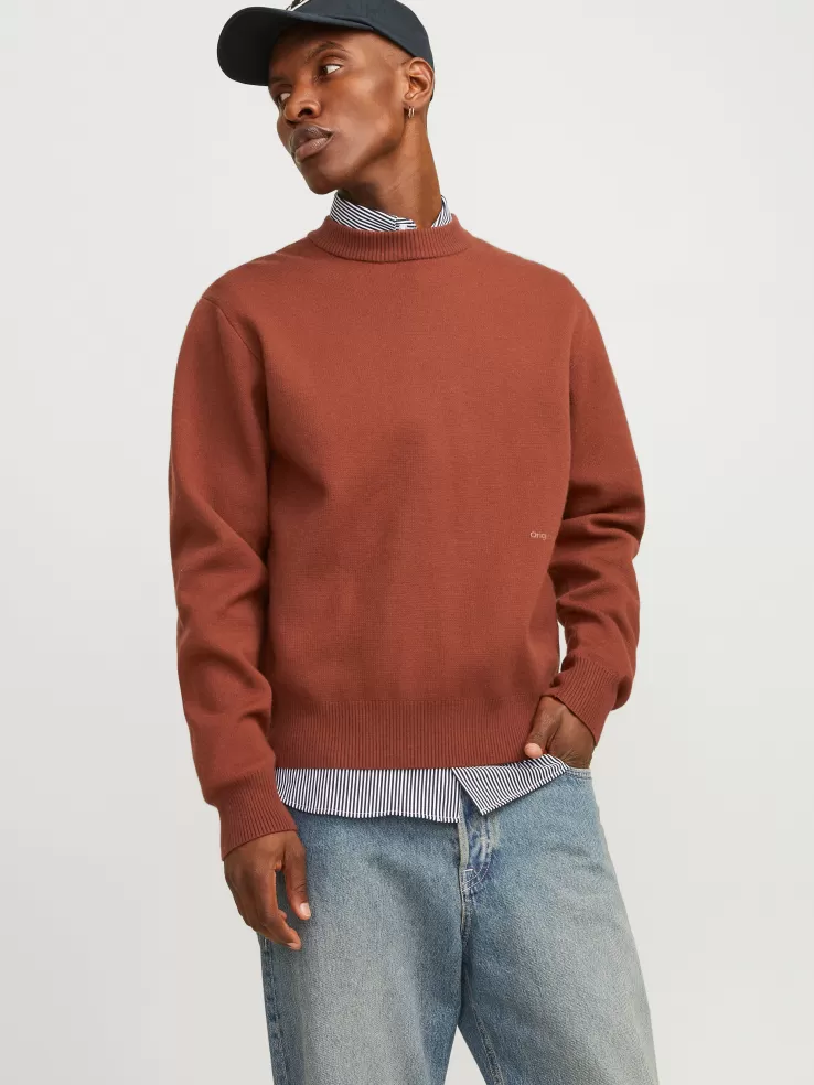 Best JACK & JONES Plain Knitted pullover Red