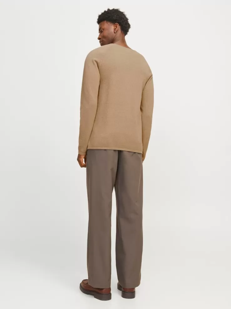 Best JACK & JONES Plain Knitted pullover Beige