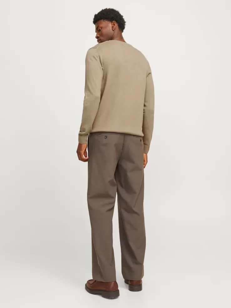 Best JACK & JONES Plain Knitted pullover Beige