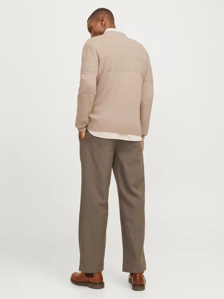 Best JACK & JONES Plain Knitted pullover Beige