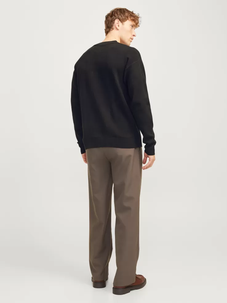 Best JACK & JONES Plain Knitted pullover Black