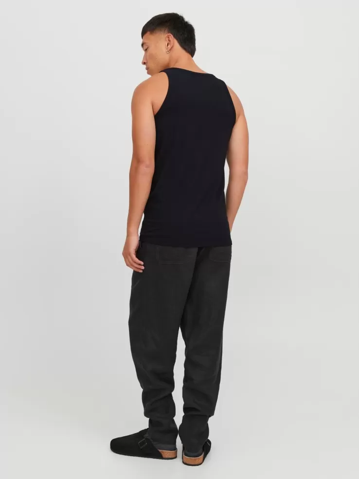 Clearance JACK & JONES Plain Round neck Tank top Black