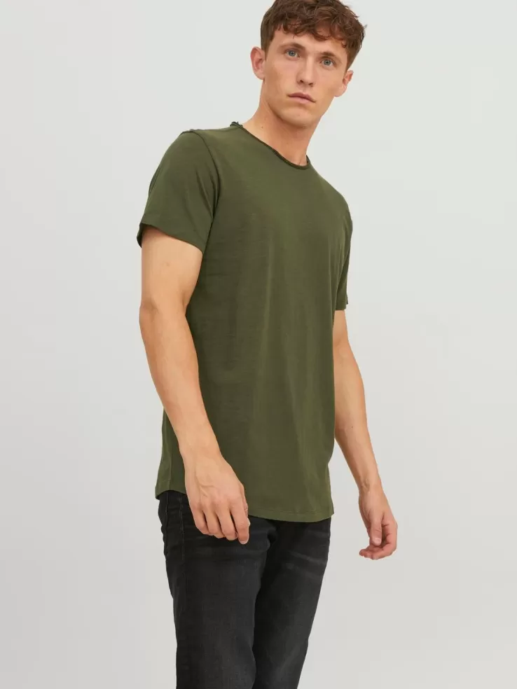 New JACK & JONES Plain Round neck T-shirt Green