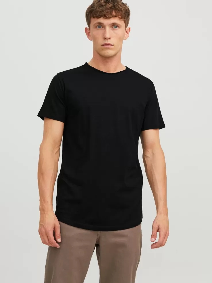 Best Sale JACK & JONES Plain Round neck T-shirt Black