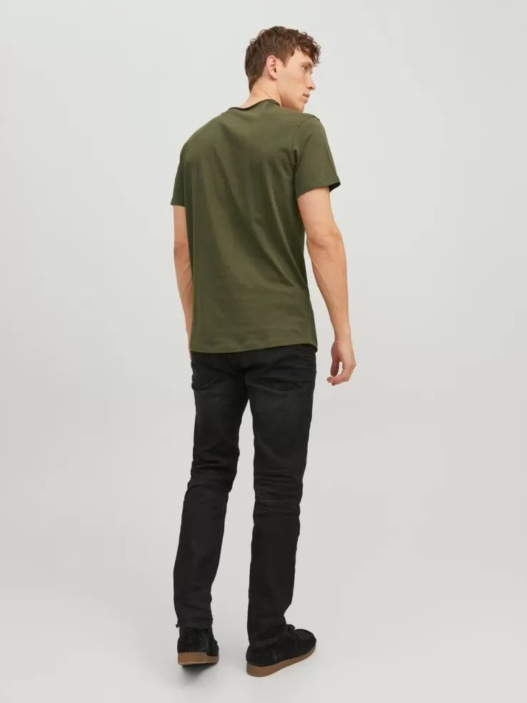 New JACK & JONES Plain Round neck T-shirt Green