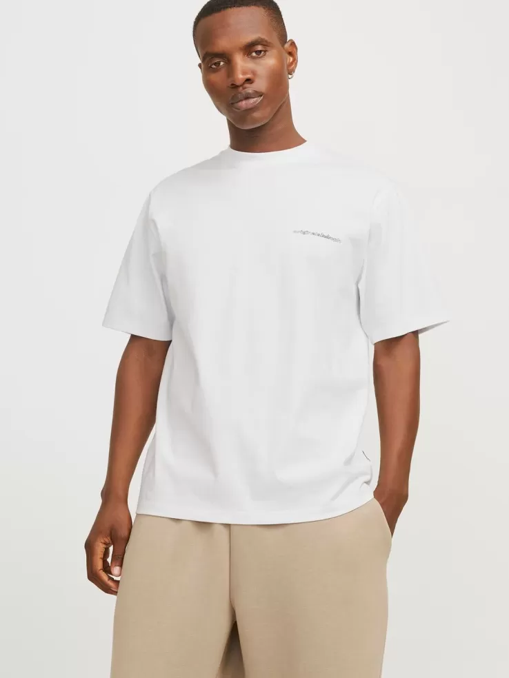 New JACK & JONES Printed Crew neck T-shirt White