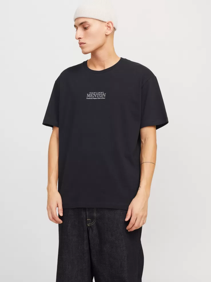 Discount JACK & JONES Printed Crew neck T-shirt Black