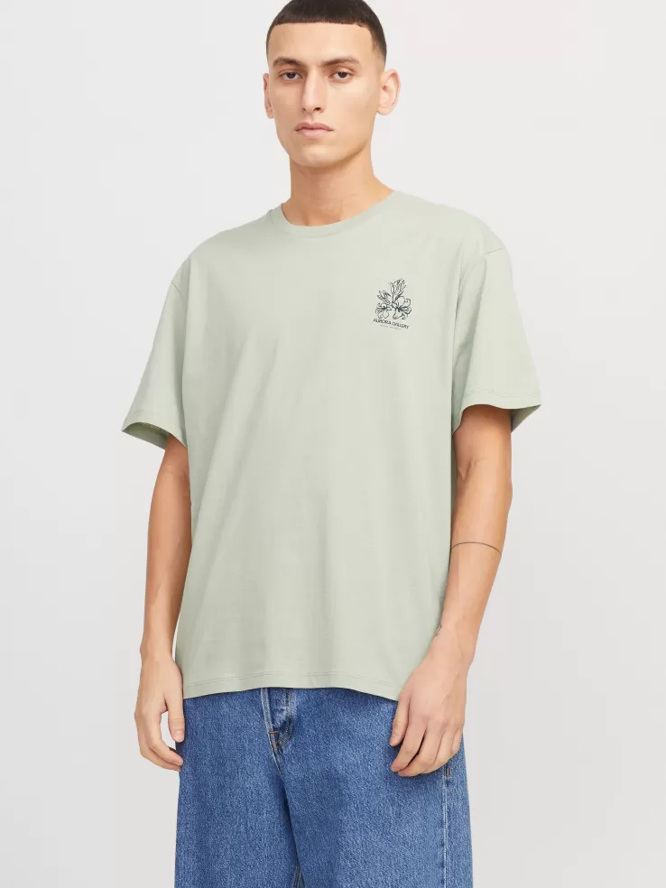 Sale JACK & JONES Printed Crew neck T-shirt Grey