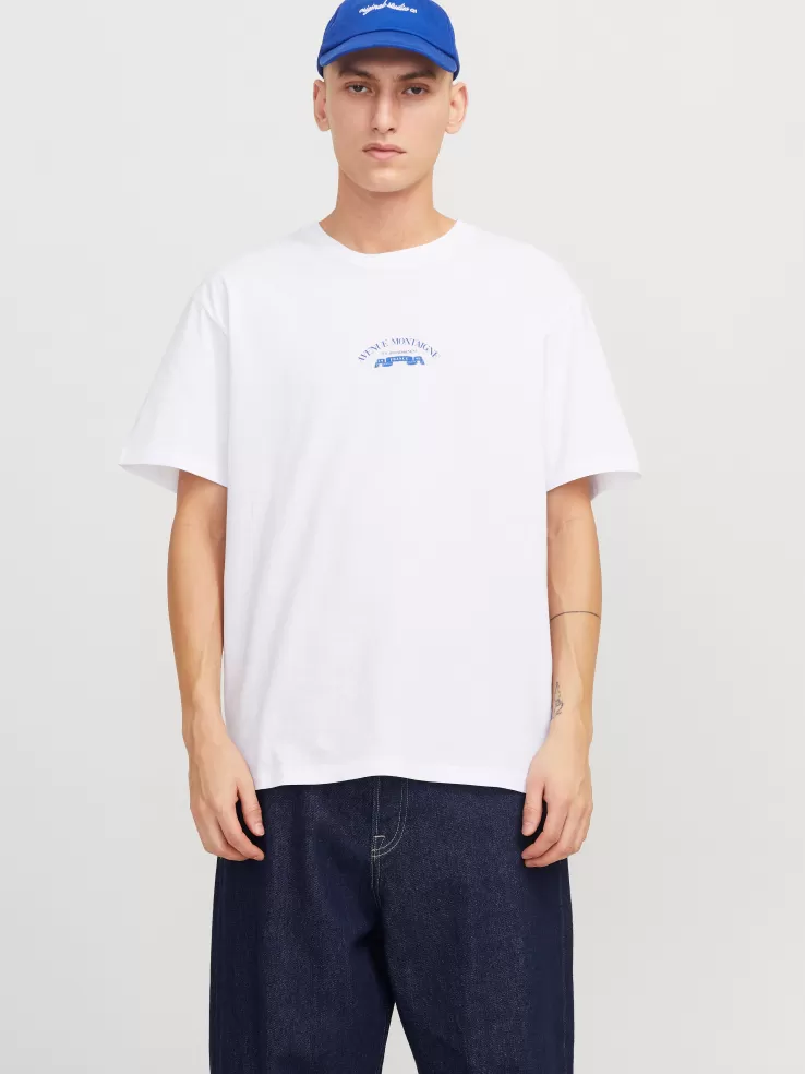 Sale JACK & JONES Printed Crew neck T-shirt White