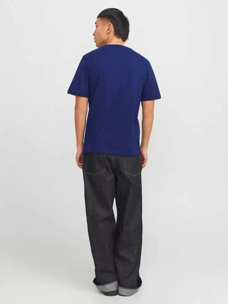 Hot JACK & JONES Printed Round neck T-shirt Blue