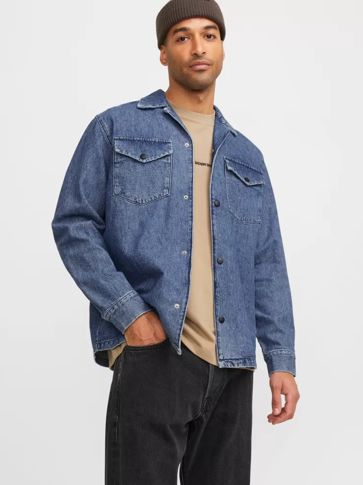 Fashion JACK & JONES RDD Loose Fit Denim Shirt Blue