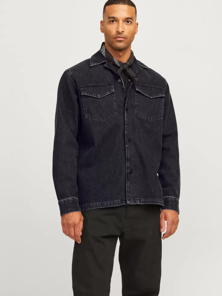 Outlet JACK & JONES RDD Loose Fit Denim Shirt Black