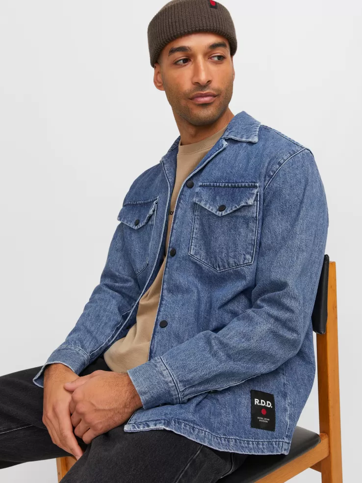 Fashion JACK & JONES RDD Loose Fit Denim Shirt Blue