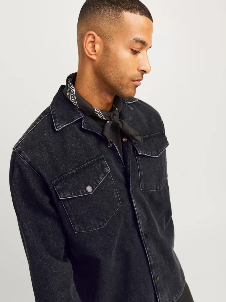 Outlet JACK & JONES RDD Loose Fit Denim Shirt Black